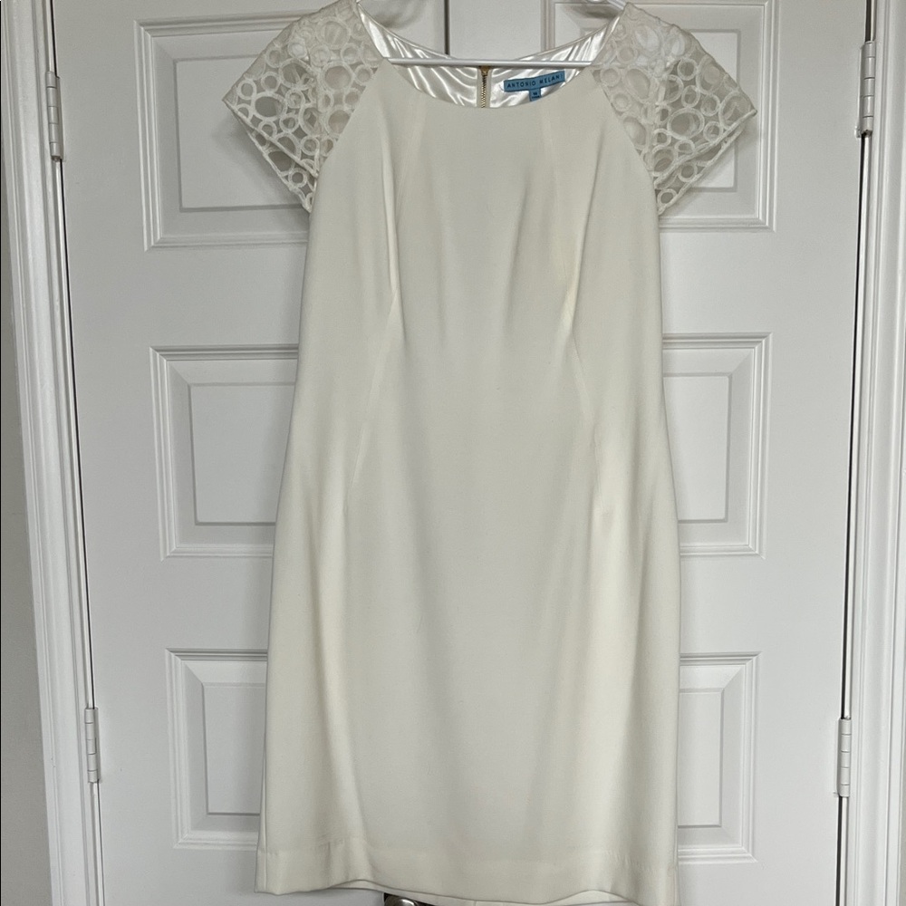 ANTONIO MELANI Cream Lace Sleeve Midi Dress